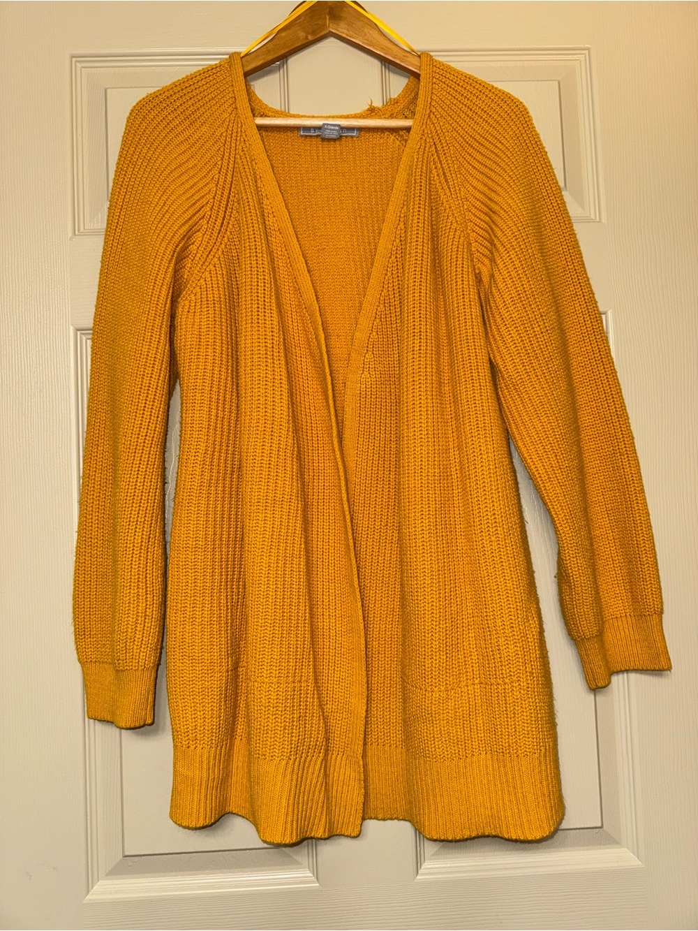 Open-Front Mustard Cardigan Sweater for Women